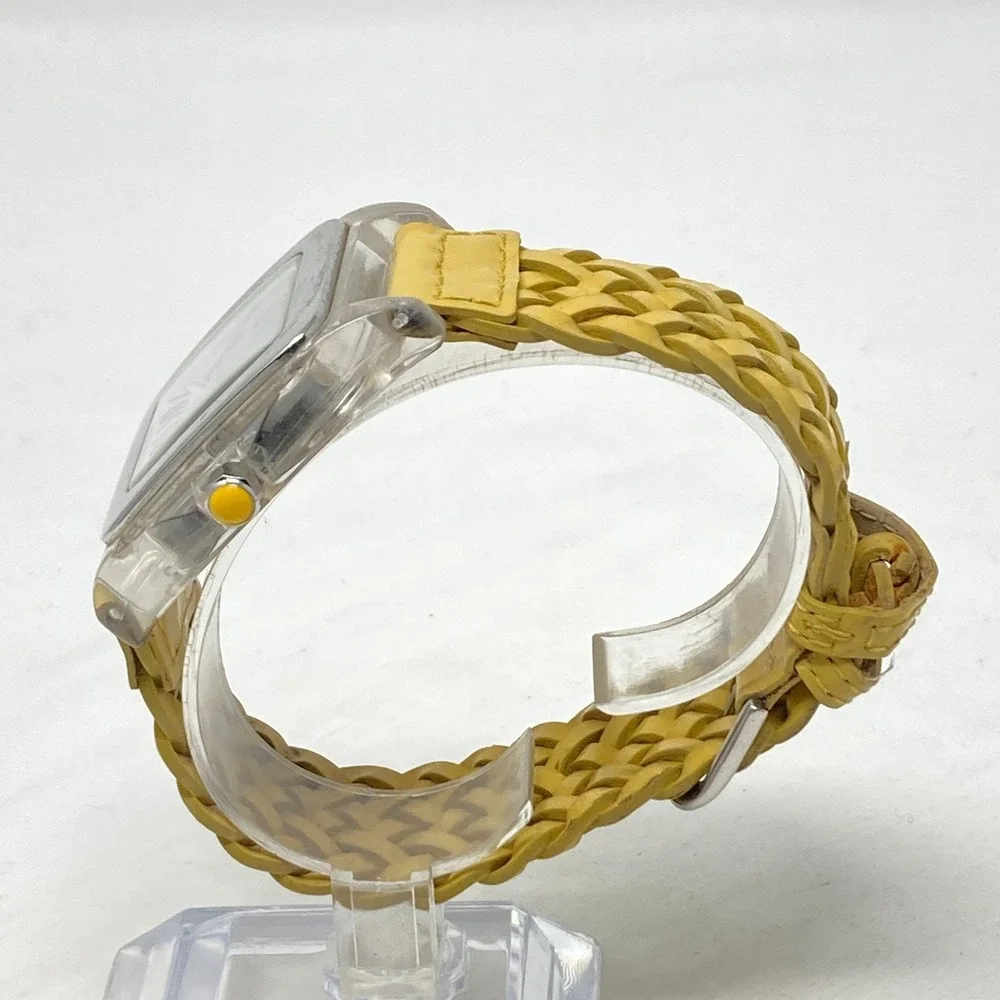 Furla Watch Women 36mm Silver Tone Braided Band Mustard WR New Battery 8.5